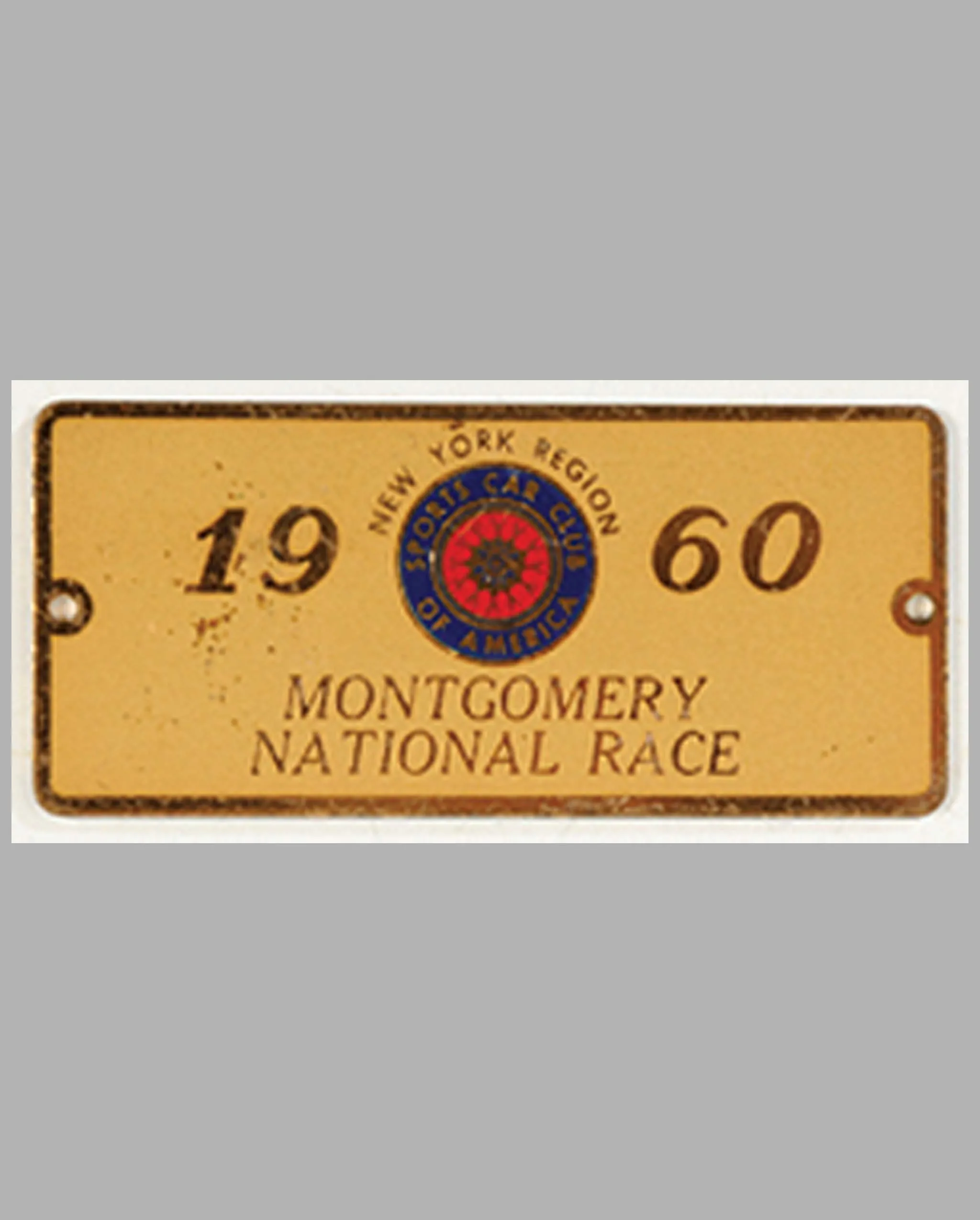 1960 Montgomery National Races participant’s dash plaque