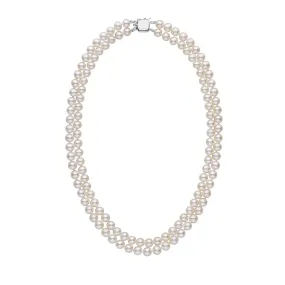 6.5-7.0 mm White Freshadama Freshwater Pearl Double Strand Necklace