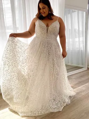 A-line Plus Size Sleeveless Unique Garden Elegant Vintage Beach Long Wedding Dresses WD194