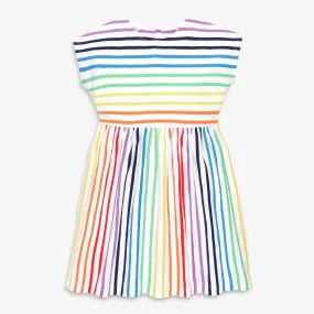 Backyard dress in double rainbow stripe