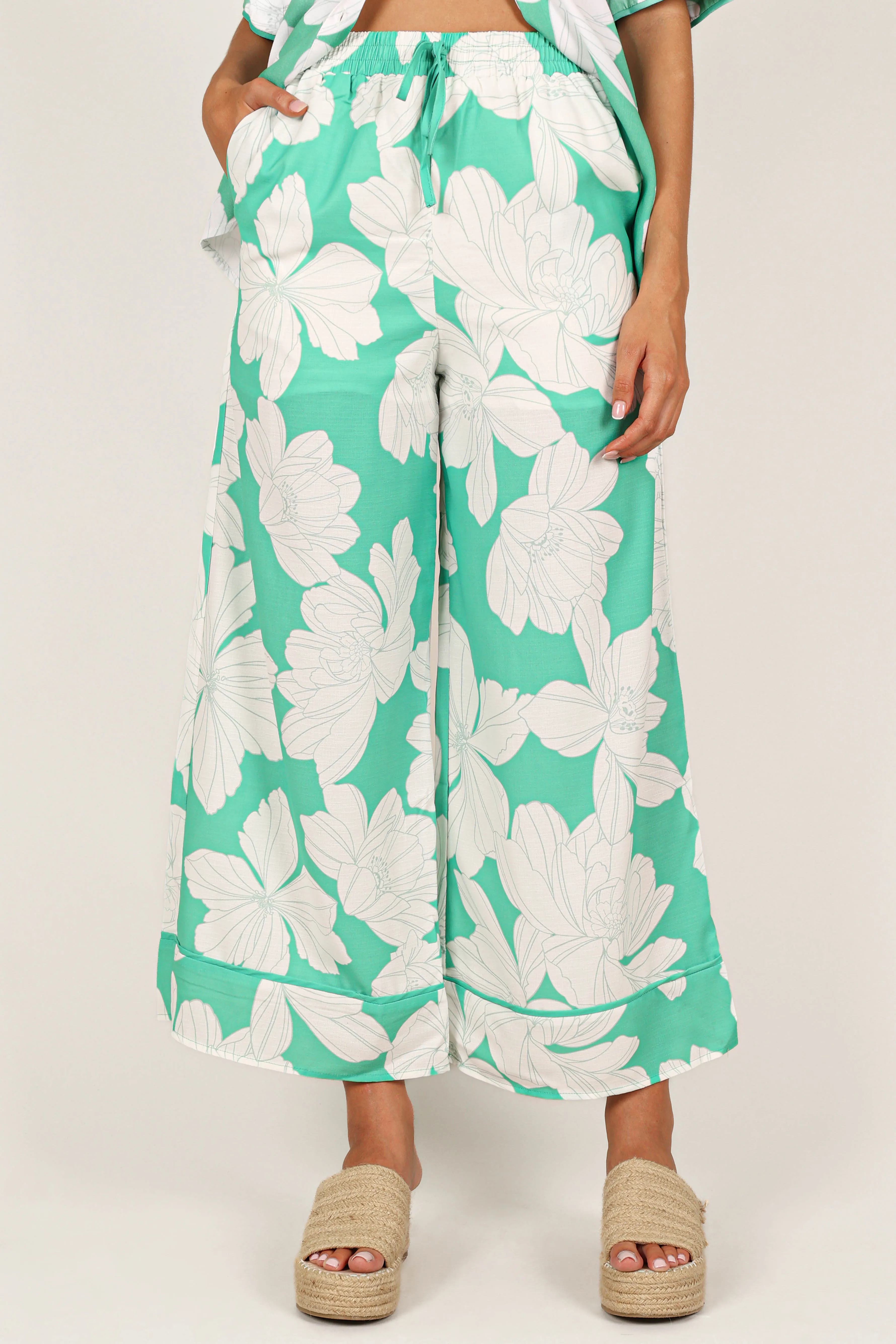 Bentley Wide Leg Pant - Green Floral