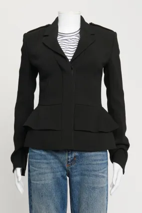 Black Blazer with Peplum Hem