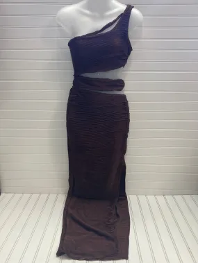 Brown Dress Party Midi Pretty Little Thing, Size 4