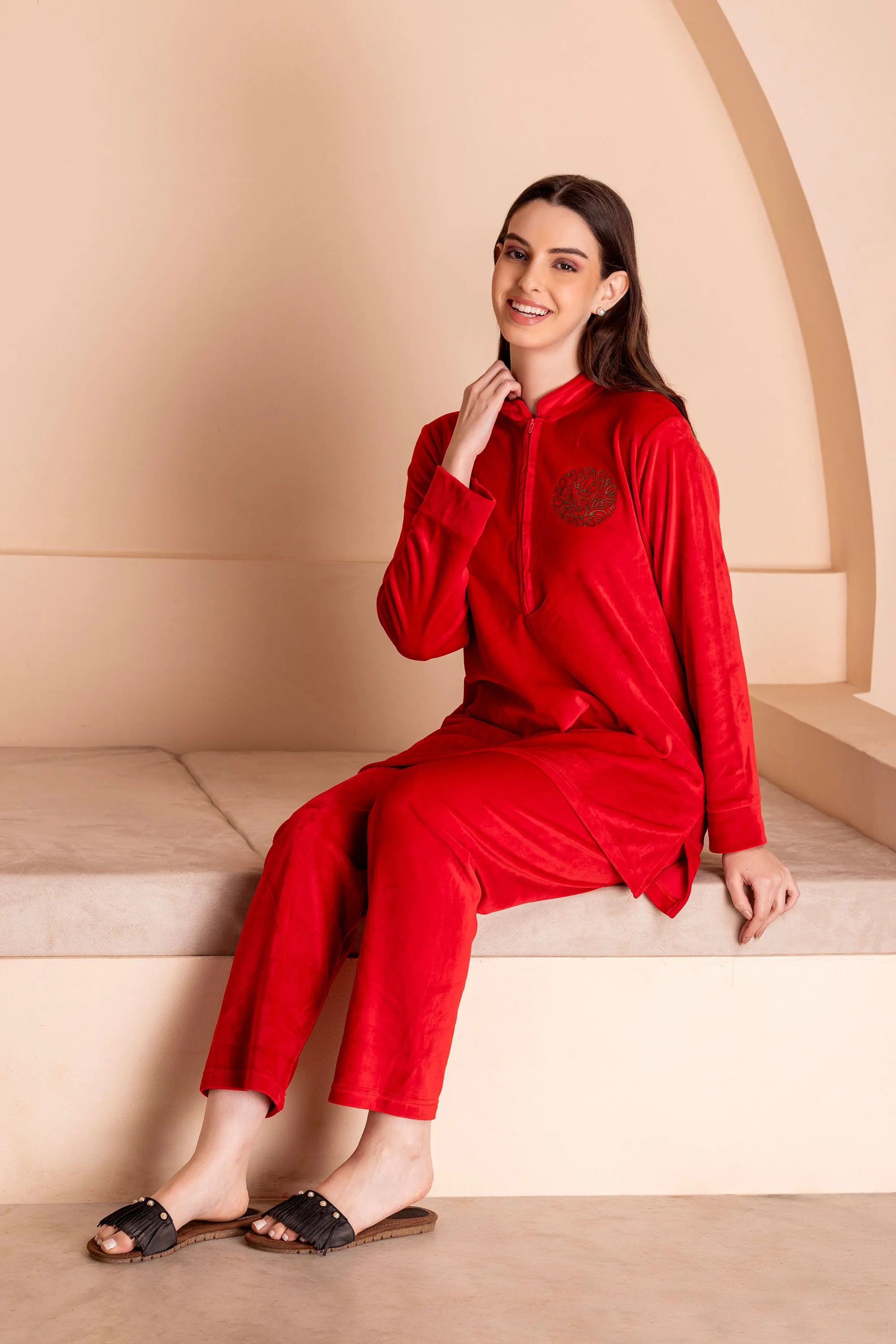 Christmas Pj set in Red velvet