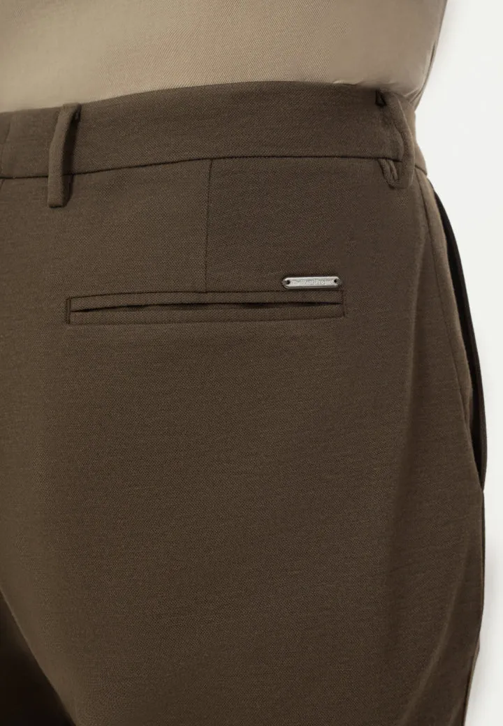 Dark Olive Turn-up Hem Power-Stretch Pants