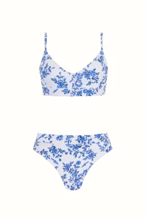 Emilia Wickstead X Passalacqua Dielle Blue Vintage Rose Print Bikini