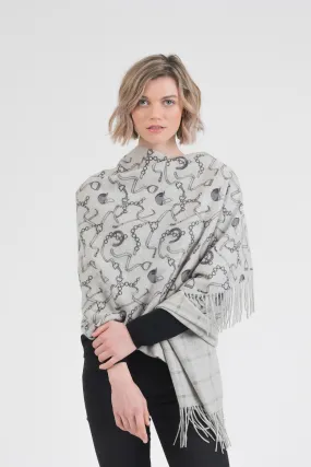 Equestrian Cashmere Double Sided Stole - Grey