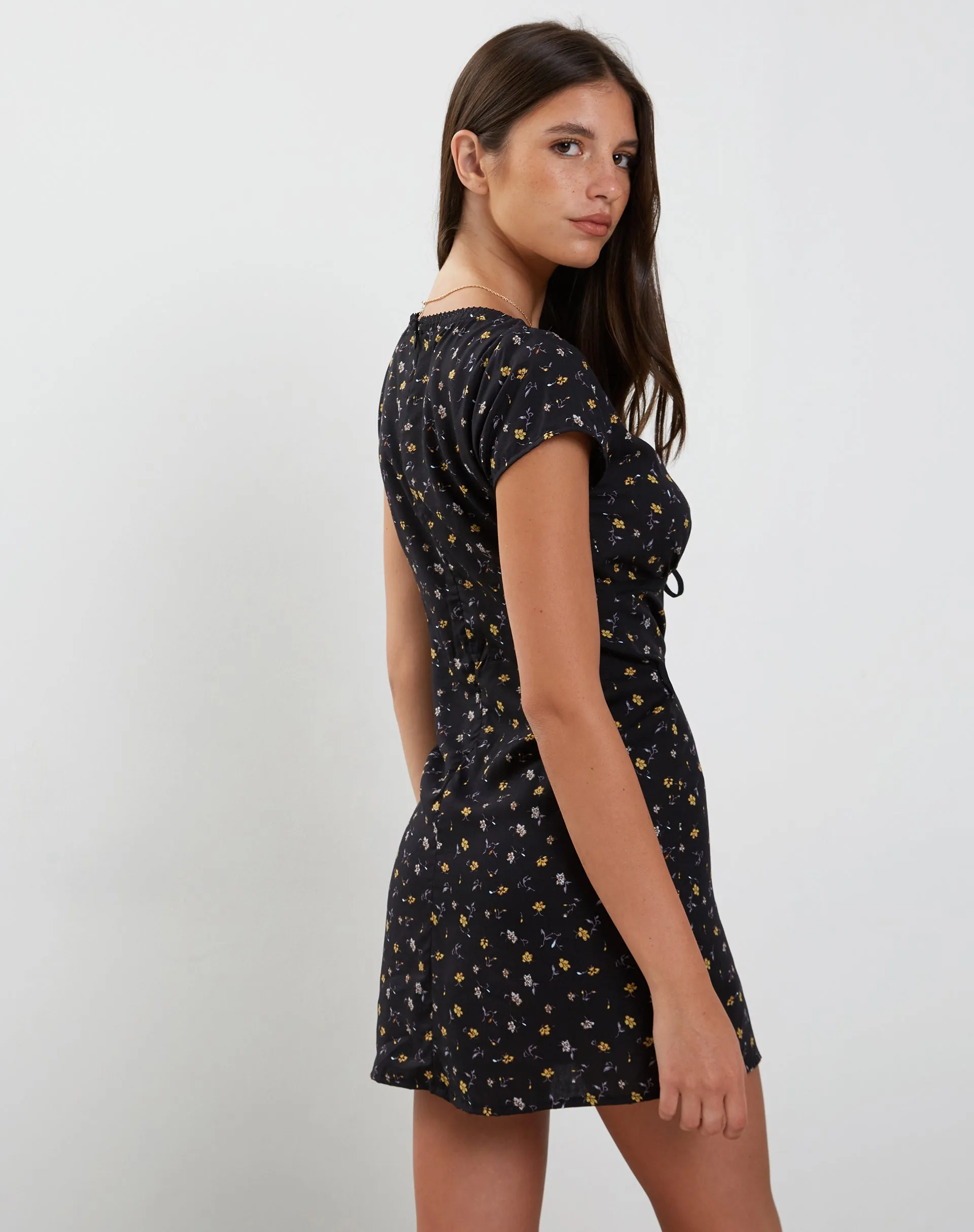 Evilia Mini Dress in Pretty Petal Black