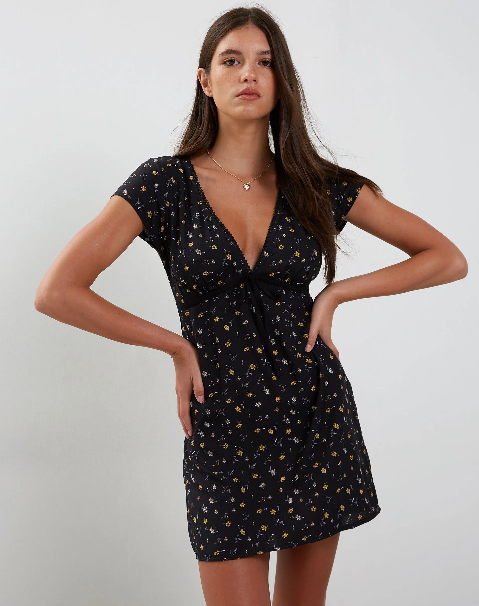 Evilia Mini Dress in Pretty Petal Black