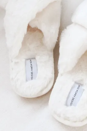 Fluffy Bridal Slippers - White