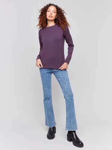 Frayed Edge Round Hem Sweater