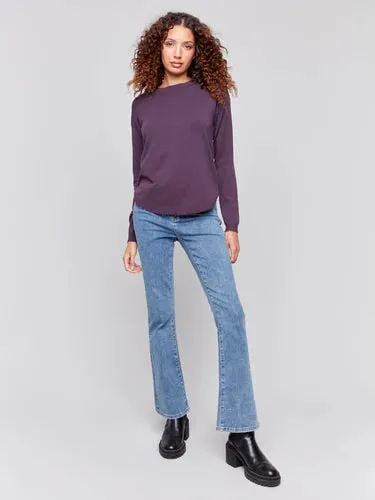 Frayed Edge Round Hem Sweater