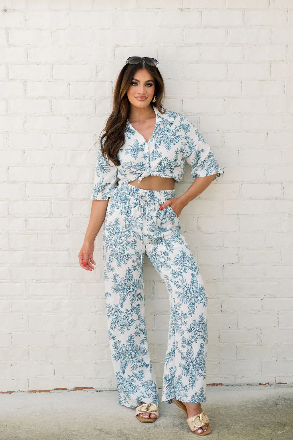 Freya Printed Pants Set-Off White