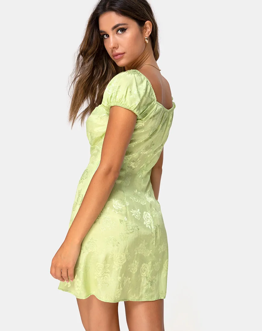 Gaval Mini Dress In Satin Rose Lime