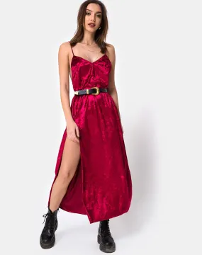 Hime Maxi Dress in Burgundy Velvet