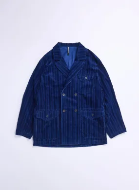 Indigo Cotton Corduroy Double Breasted Soft Blazer