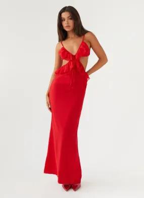 Klara Cut Out Maxi Dress - Red