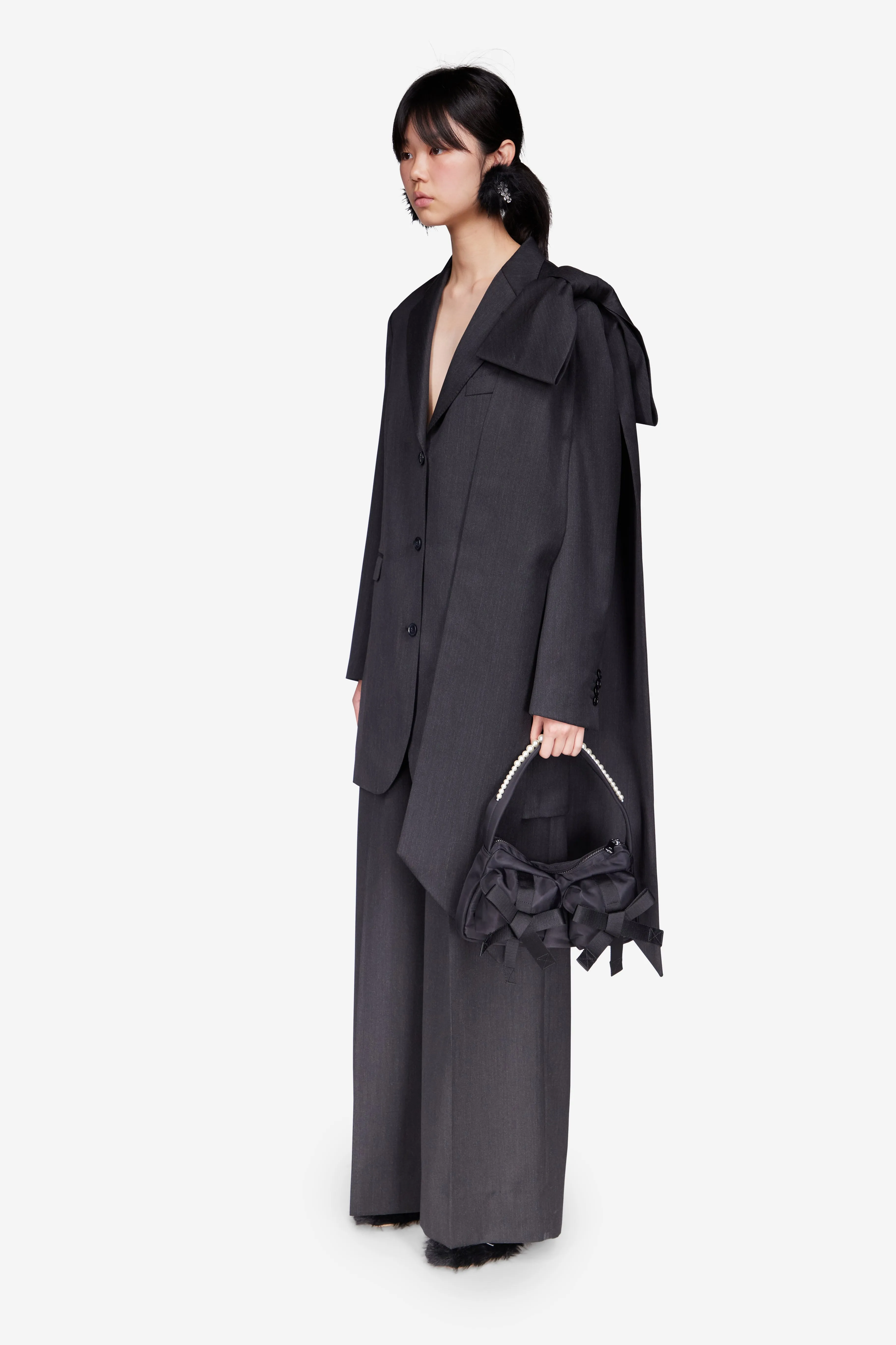 Longline Shoulder Bow Plunge Jacket