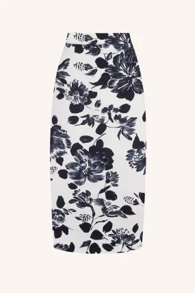 Lorelei Skirt In Monochrome Floral Printed Twill