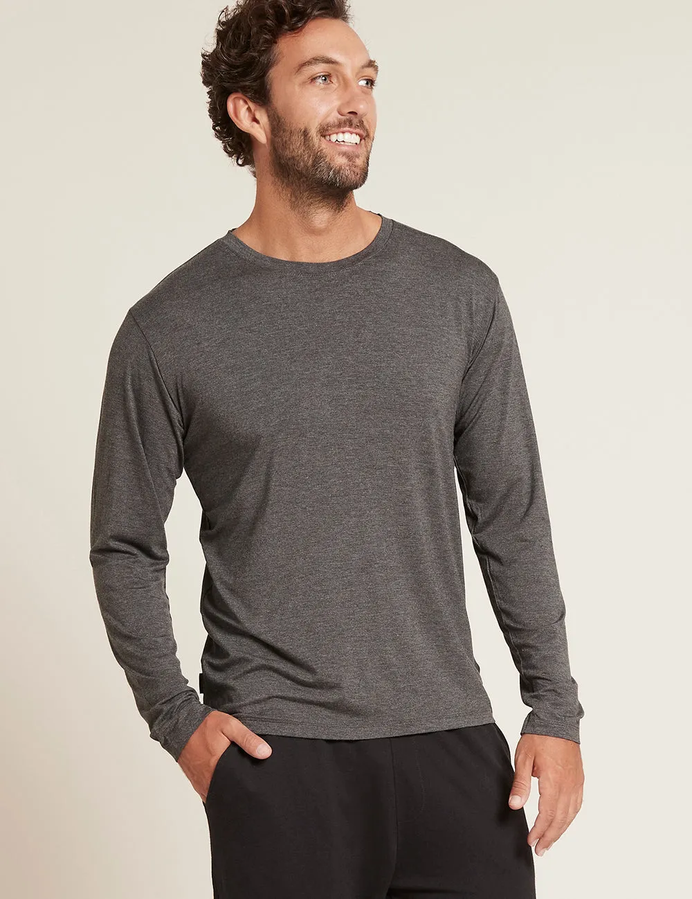 Men's Long Sleeve Crew Neck T-Shirt - Dark Marl