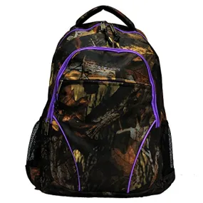 "E-Z Tote" Real Tree Print Hunting Backpack In 5 Colors (Purple Trim)