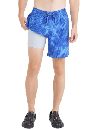 SAXX Oh Buoy 7” Swim Shorts SXSW04L-WND (White Noise Daisy-Blue)