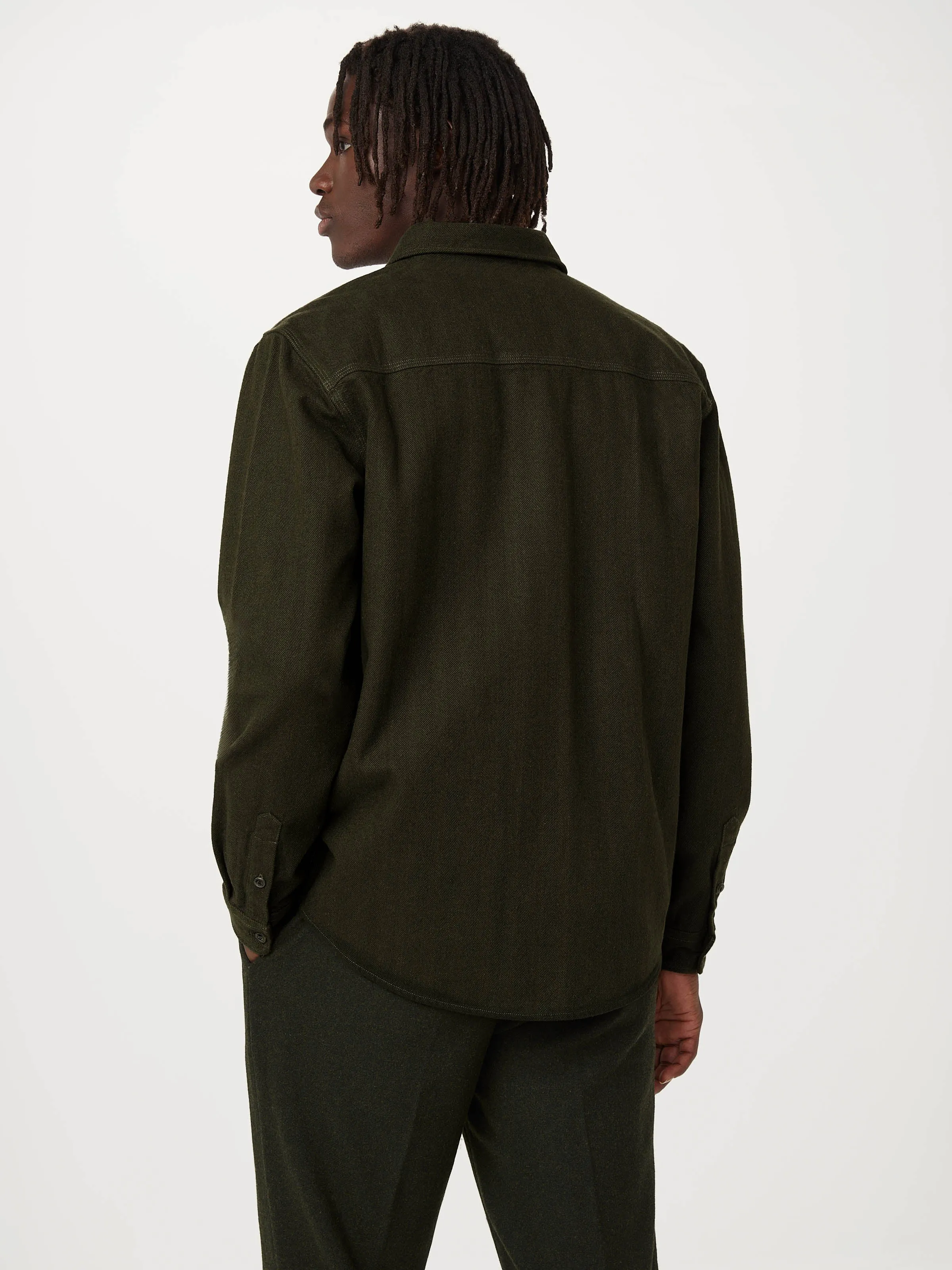 The Heavy Flannel Shirt in Dark Green