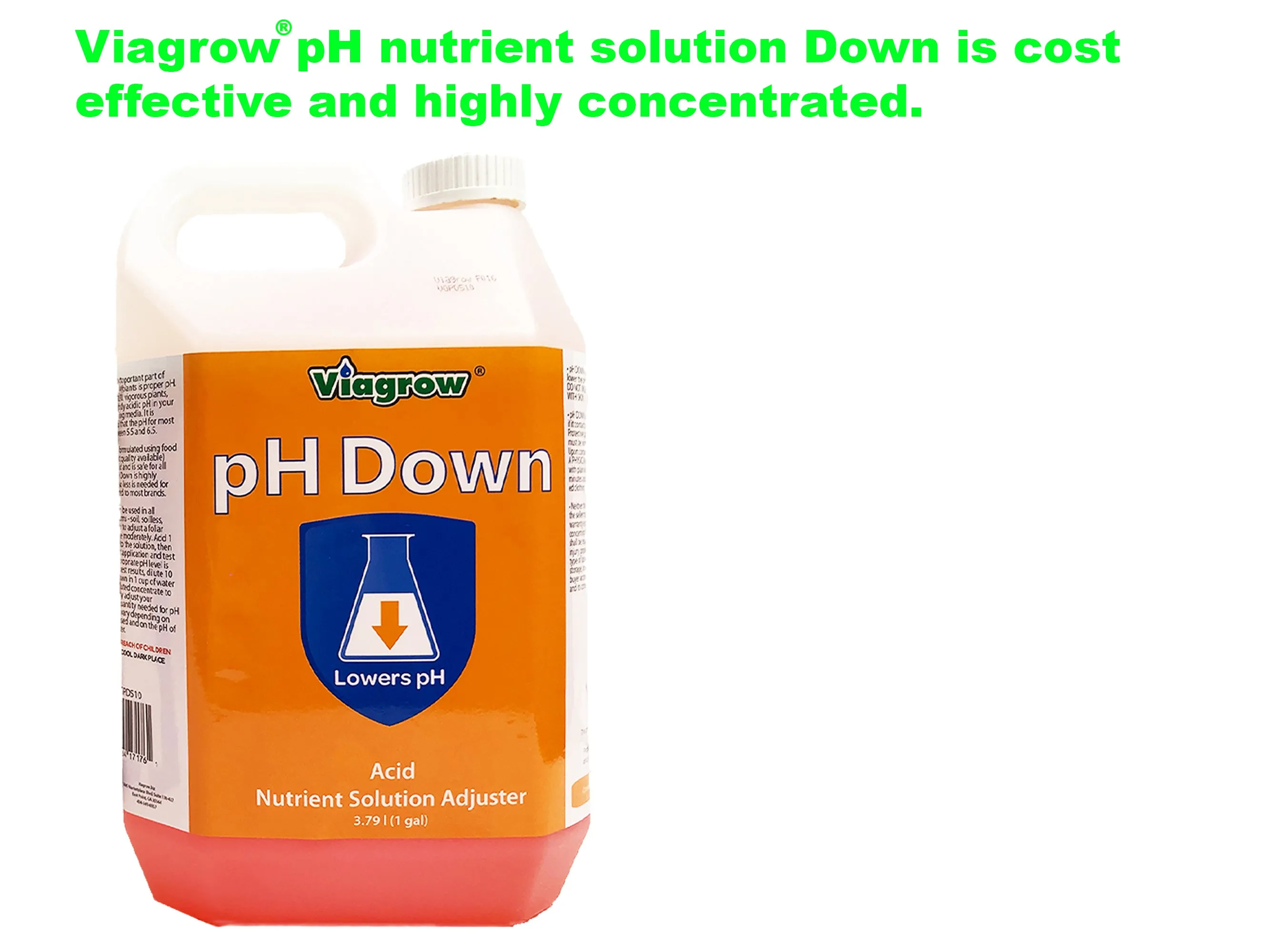 Viagrow 1 Gallon pH Down Liquid Nutrient Adjusting Solution - Acid (Case of 6)