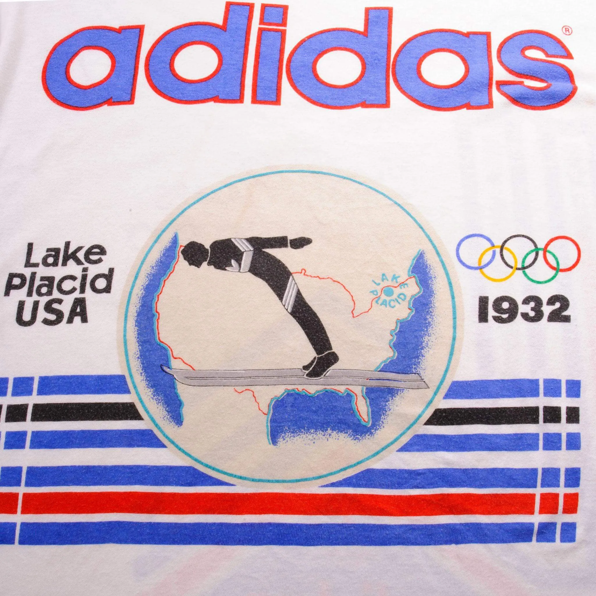 VINTAGE ADIDAS XIII OLYMPIC WINTER GAMES TEE SHIRT 1980 SIZE MEDIUM