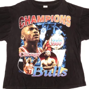 VINTAGE CHICAGO BULLS BOOTLEG CHAMPIONS TEE SHIRT SIZE LARGE 1990s