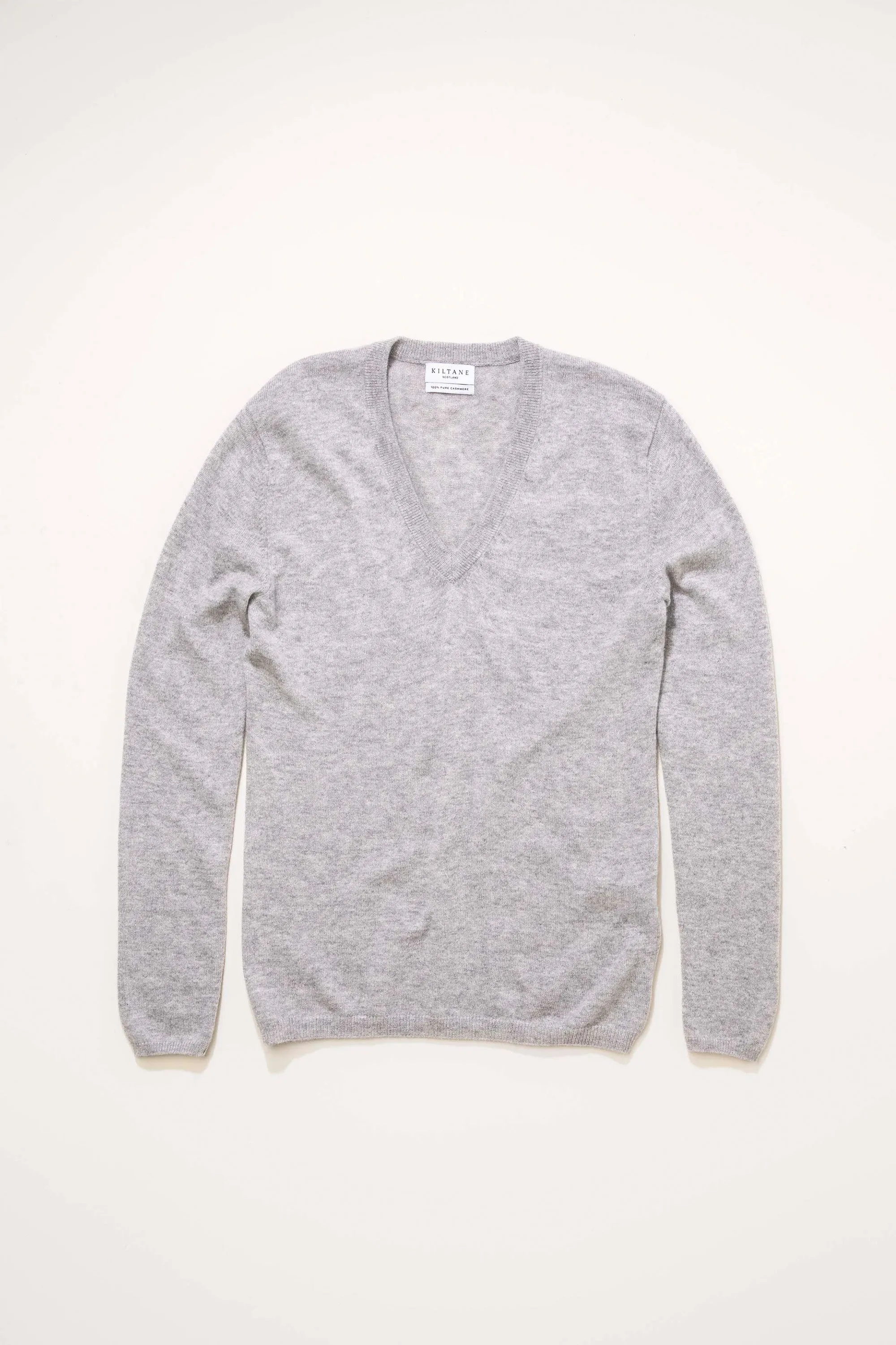 Women's Cashmere V Neck Jumper - Light Grey